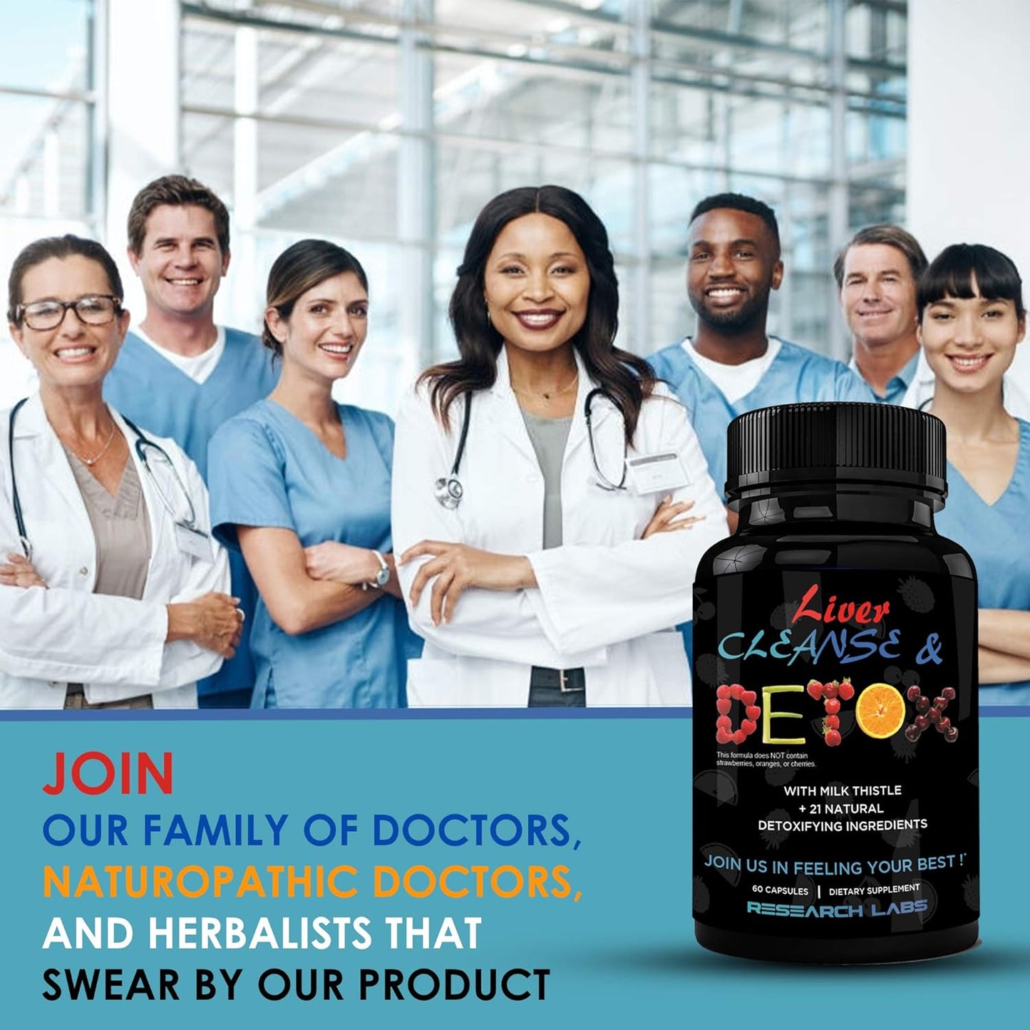 Premium Liver Detox Cleanse & Support with Milk Thistle, Beet, Dandelion - Doctor Recommended Research Labs Formula with 23 Powerful Herbs