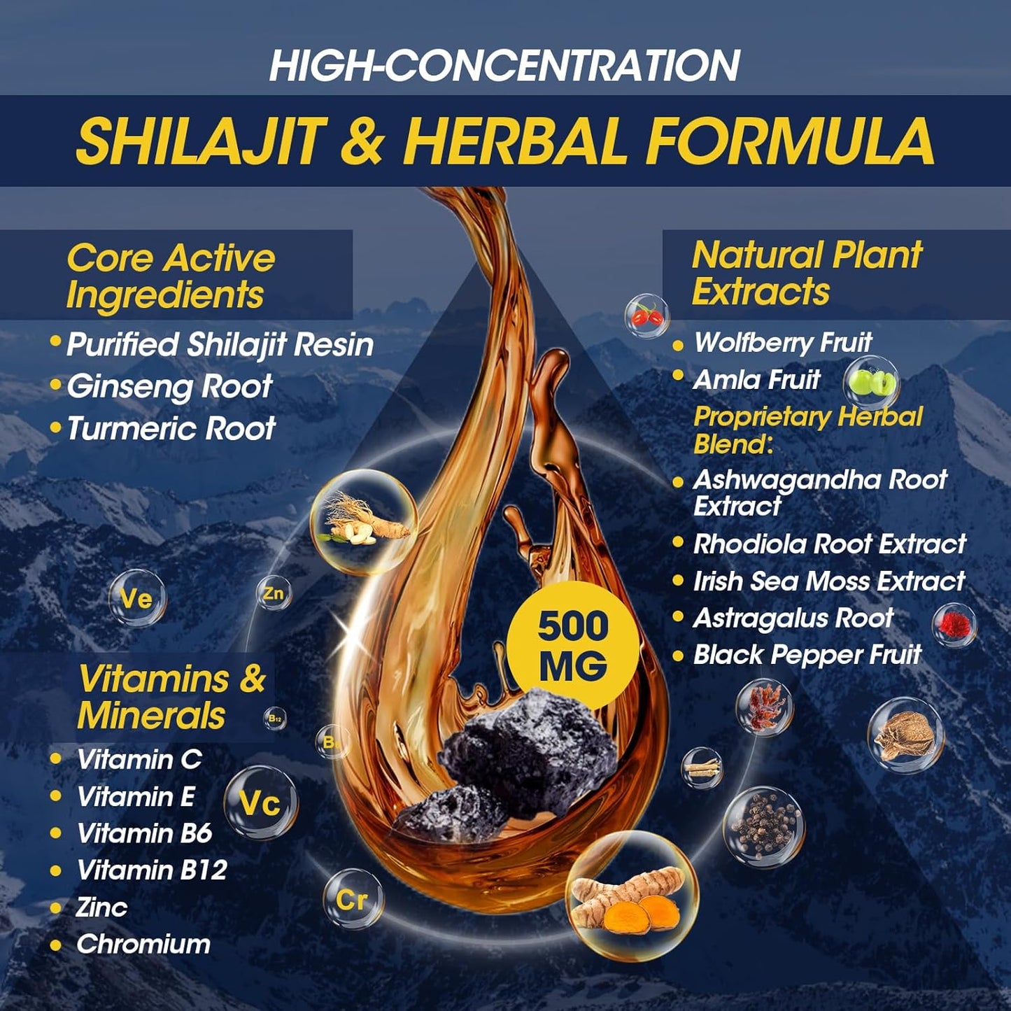 Premium Lukaree 16-in-1 Shilajit Resin Liquid Drops with Ginseng, Turmeric, Rhodiola & More - Men & Women's Supplement with 85+ Trace Minerals - 1 Fl Oz