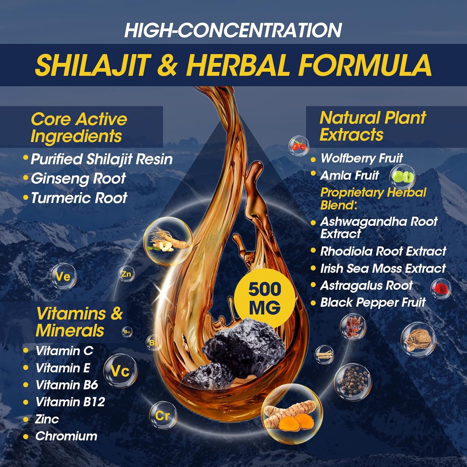 Premium Lukaree 16-in-1 Shilajit Resin Liquid Drops with Ginseng, Turmeric, Rhodiola & More - Men & Women's Supplement with 85+ Trace Minerals - 1 Fl Oz