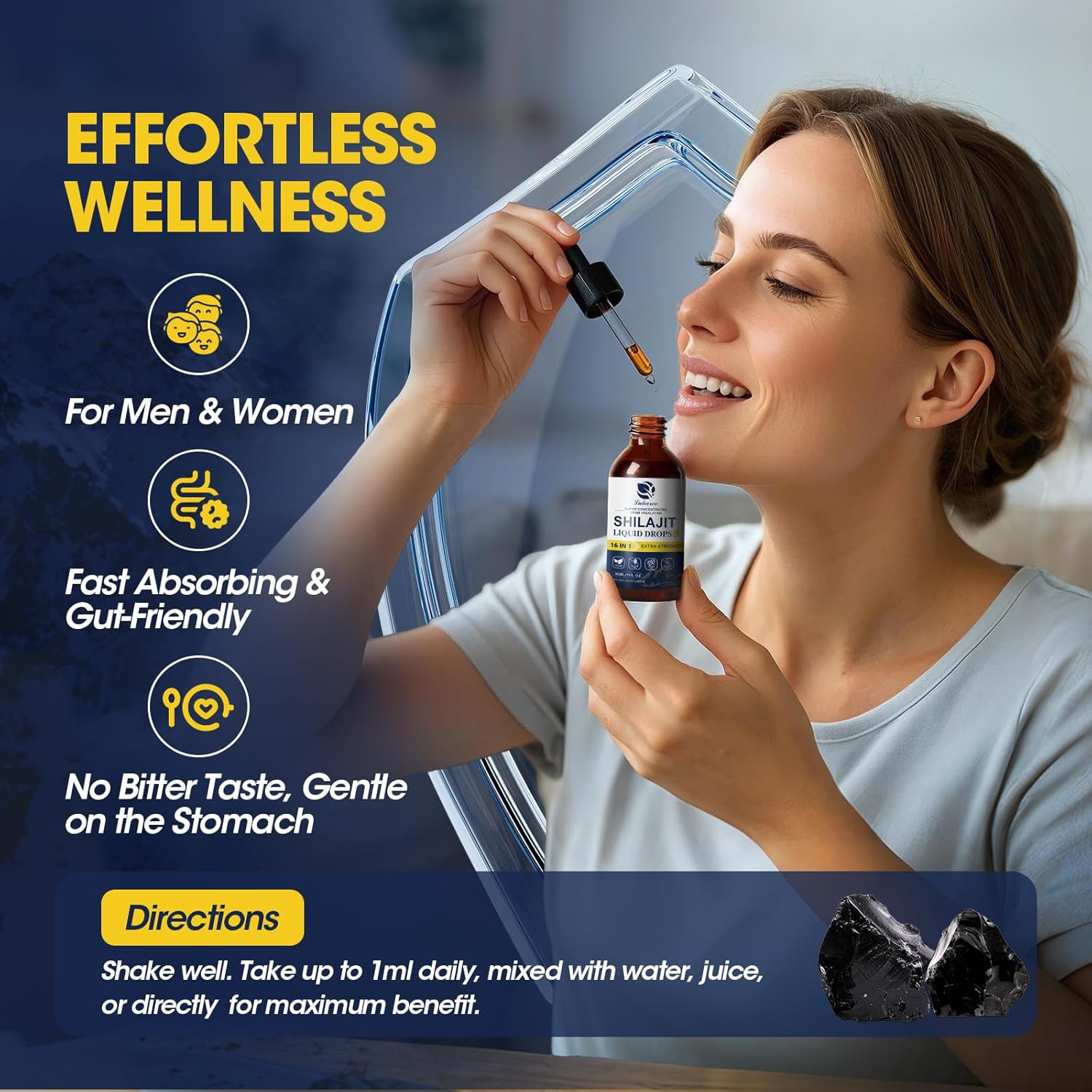 Premium Lukaree 16-in-1 Shilajit Resin Liquid Drops with Ginseng, Turmeric, Rhodiola & More - Men & Women's Supplement with 85+ Trace Minerals - 1 Fl Oz