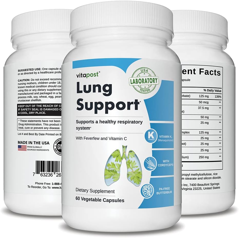 Premium Lung Support Supplement with Vitamins C & K, Quercetin, Bromelain, and Cordyceps Extract - 60 Capsules - BoostGo Australia