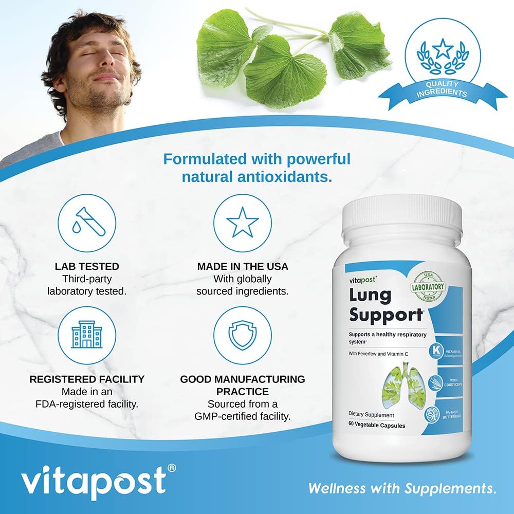 Premium Lung Support Supplement with Vitamins C & K, Quercetin, Bromelain, and Cordyceps Extract - 60 Capsules - BoostGo Australia