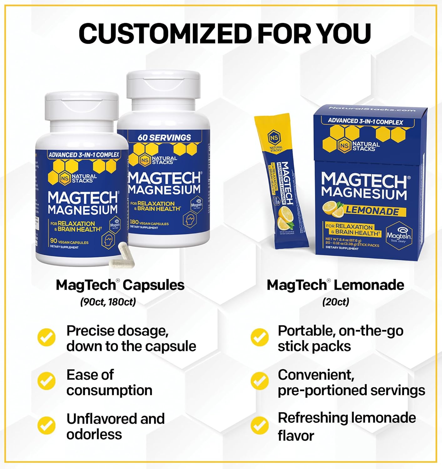 Premium Magnesium Bundle for Relaxation and Brain Health - 3 Forms - 270 Capsules