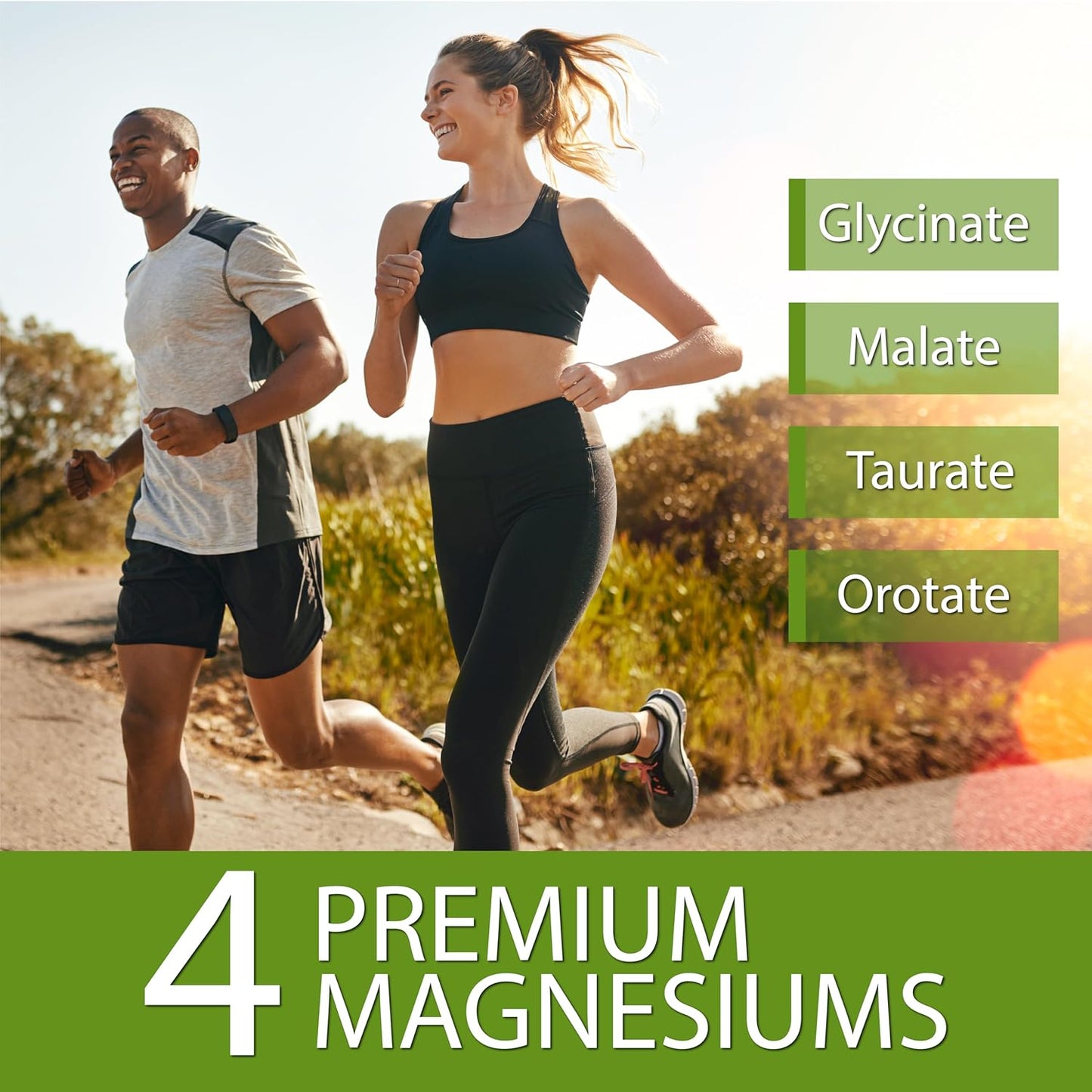 Premium Magnesium Complex Capsules for Active Men & Women | Supports Sleep, Joints, Heart, Energy | Magnesium Glycinate, Malate, Taurate, Orotate | Made in USA | 200mg 60 Count