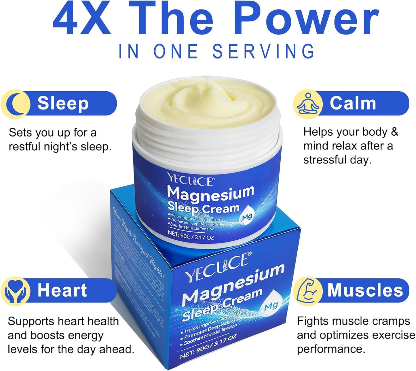 Premium Magnesium Cream with Vitamin E and Almond Oil for Muscle Soreness - Magnesium Oil for Feet and Body
