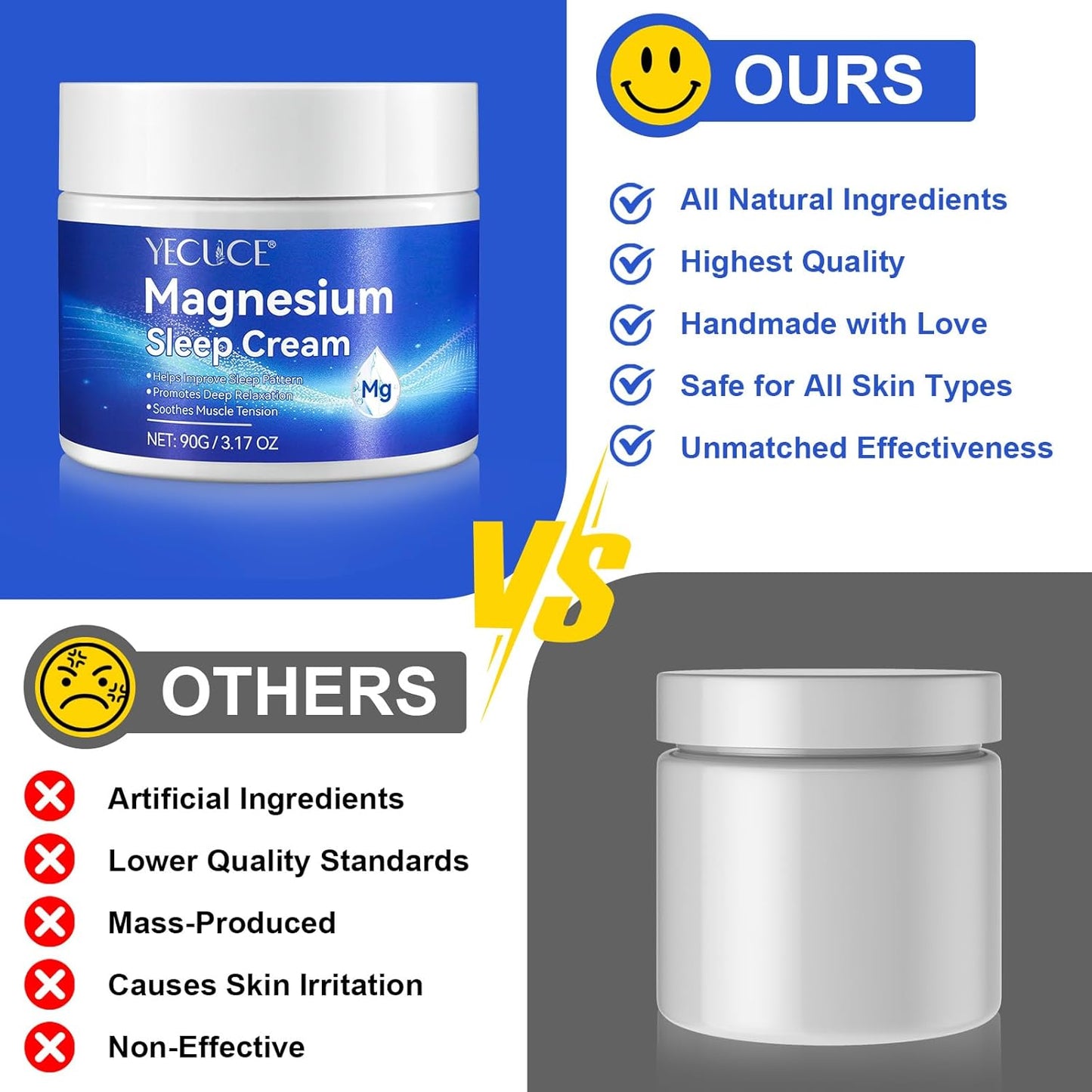 Premium Magnesium Cream with Vitamin E and Almond Oil for Muscle Soreness - Magnesium Oil for Feet and Body