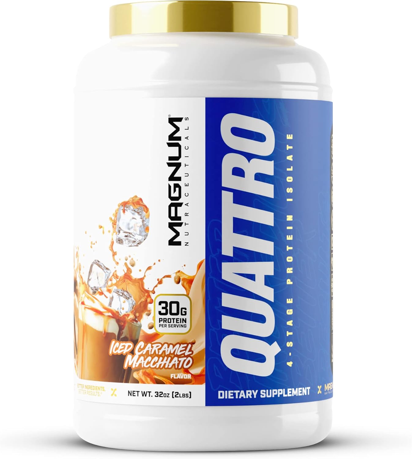 Premium Magnum Nutraceuticals Quattro Whey Protein Powder, Iced Caramel Macchiato 2lb - Ideal for Muscle Growth & Recovery