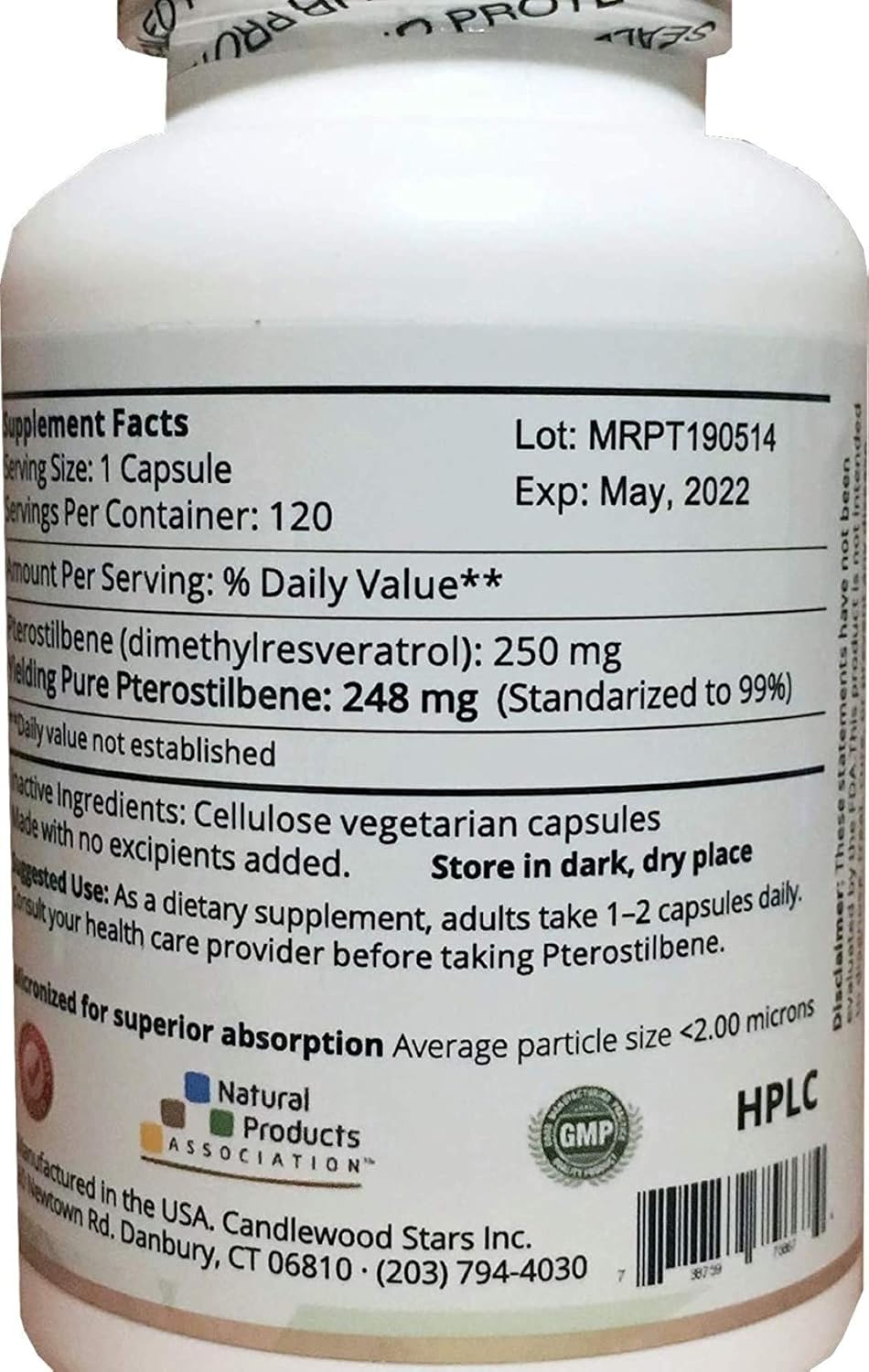 Premium Mega Resveratrol Mega Pterostilbene Capsules 250 MG - 120 Vegetarian Capsules, 99% Pure Micronized Trans-Pterostilbene, Made in USA
