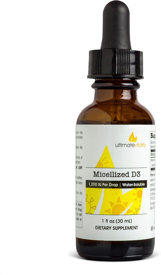 Premium Micellized Vitamin D3 Liquid - 750 Servings, 1200 IU Per Drop, Soy-Free, Water Soluble - 1 Ounce Size