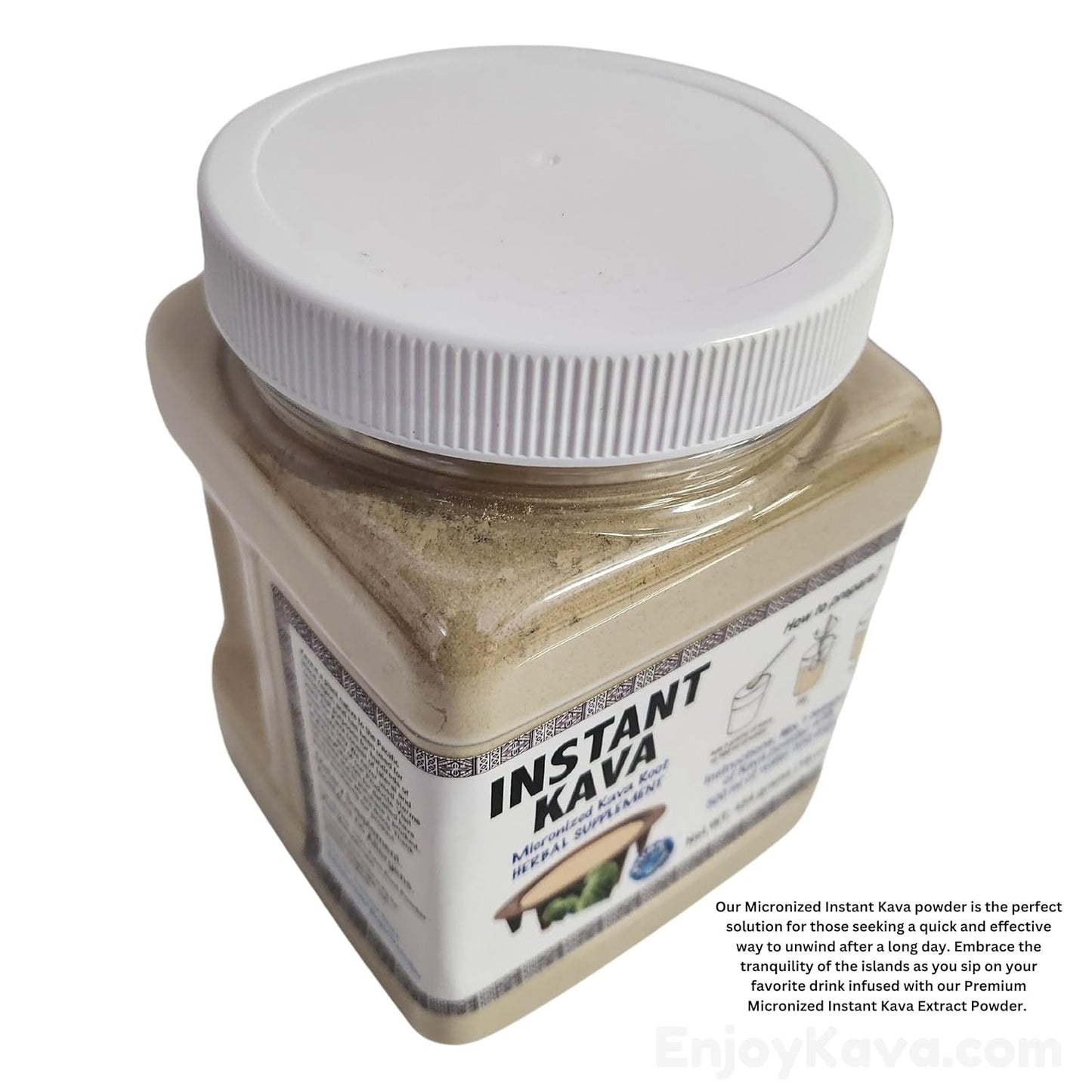 Premium Micronized Instant Noble Kava Powder 16 Oz Jar | Authentic Heavy Kava | No Straining | Gourmet Root Powder