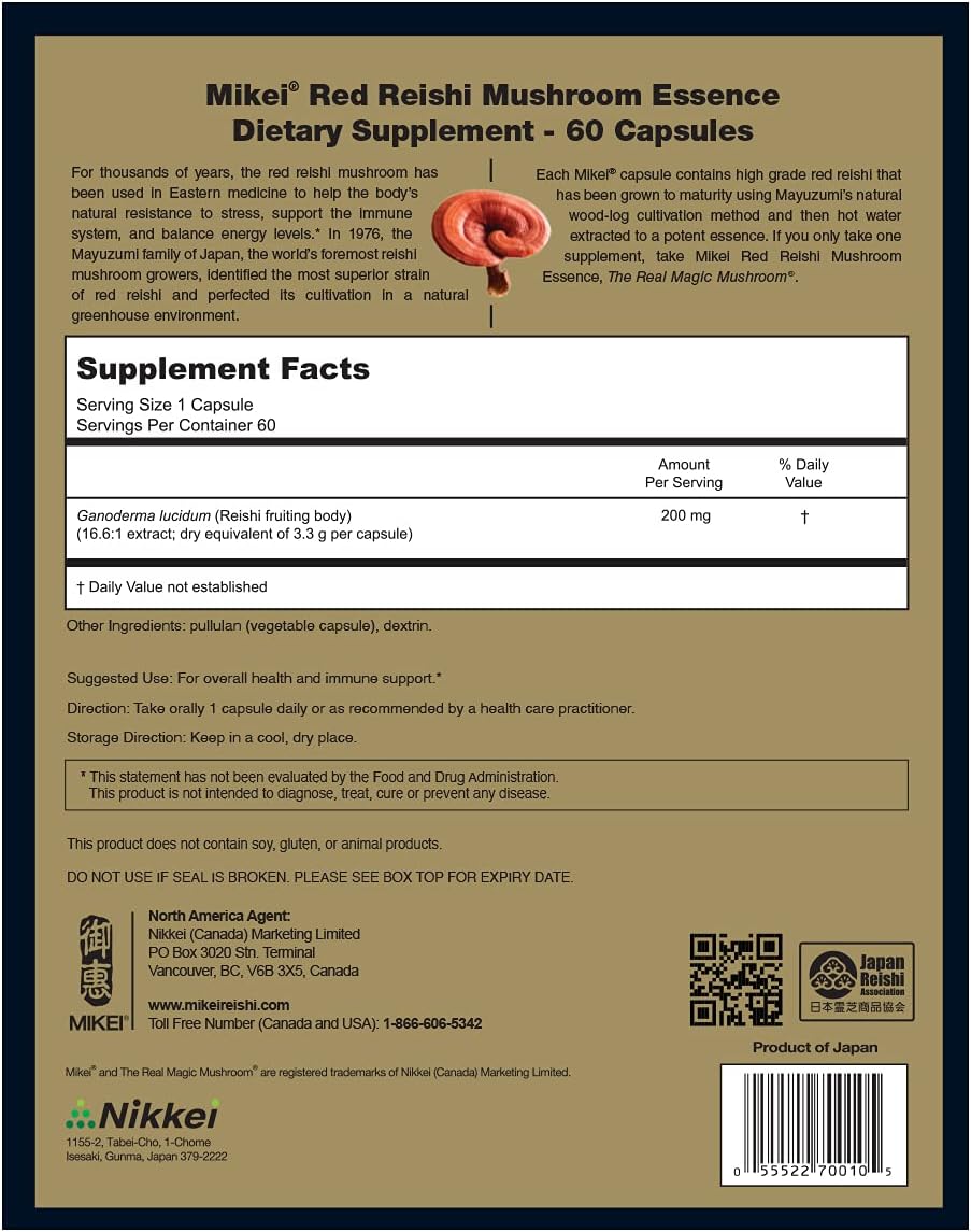 Premium Mikei Red Reishi Capsules - 60 Count