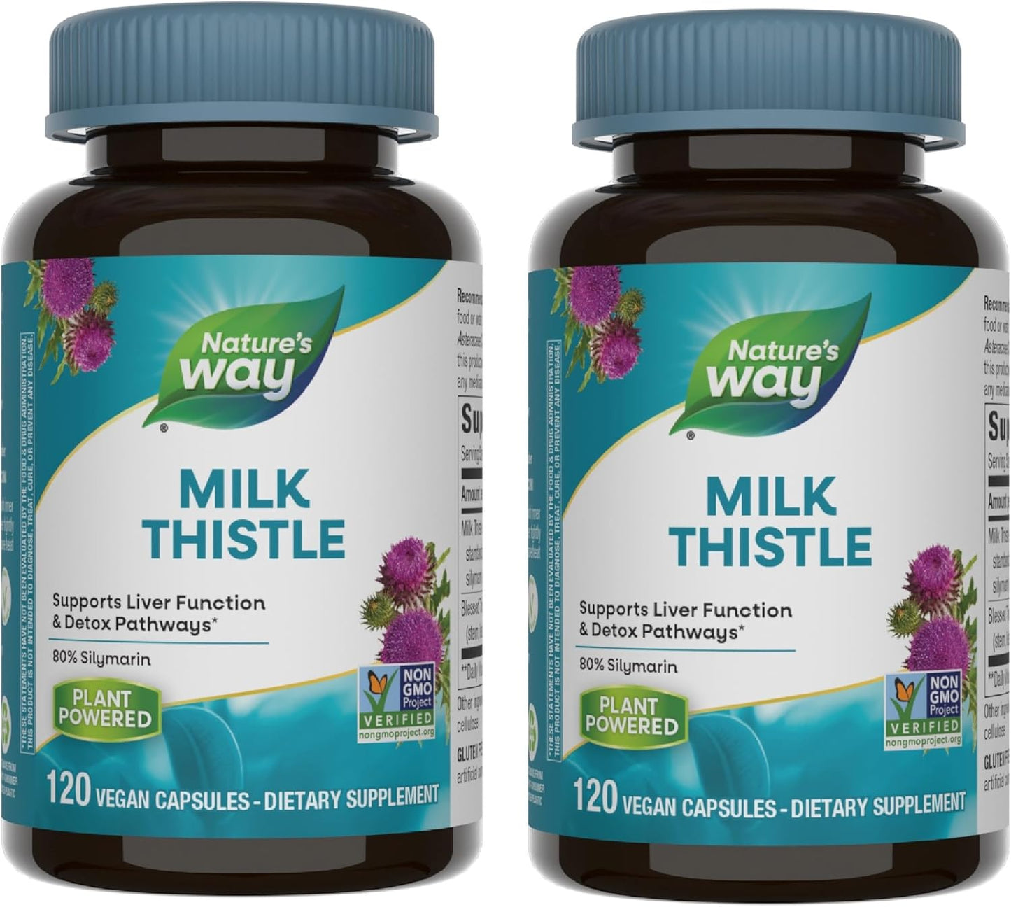 Premium Milk Thistle Blend with 80% Silymarin - 120 Capsules, Non-GMO Formula by Nature's Way