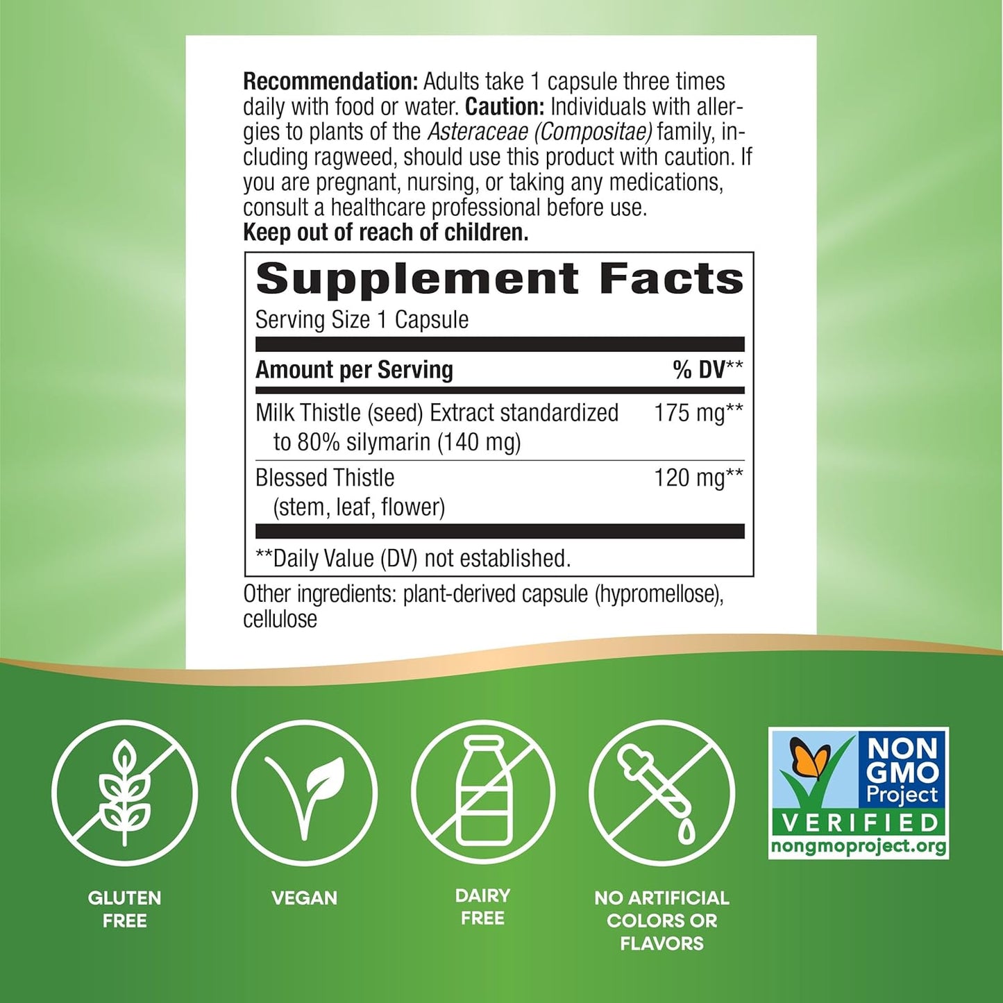 Premium Milk Thistle Blend with 80% Silymarin - 120 Capsules, Non-GMO Formula by Nature's Way