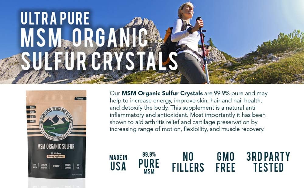 Premium MSM Organic Sulfur Crystals for Joint Pain, Allergies and Skin Health - No Boundaries Health and Wellness - BoostGo Australia