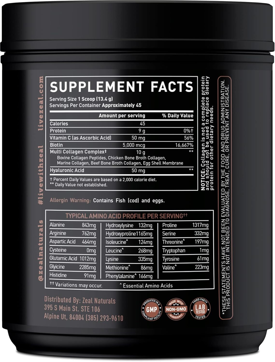 Premium Multi Collagen Peptides Protein Powder with Vitamin C, Biotin, Hyaluronic Acid - Chocolate (45 Servings)