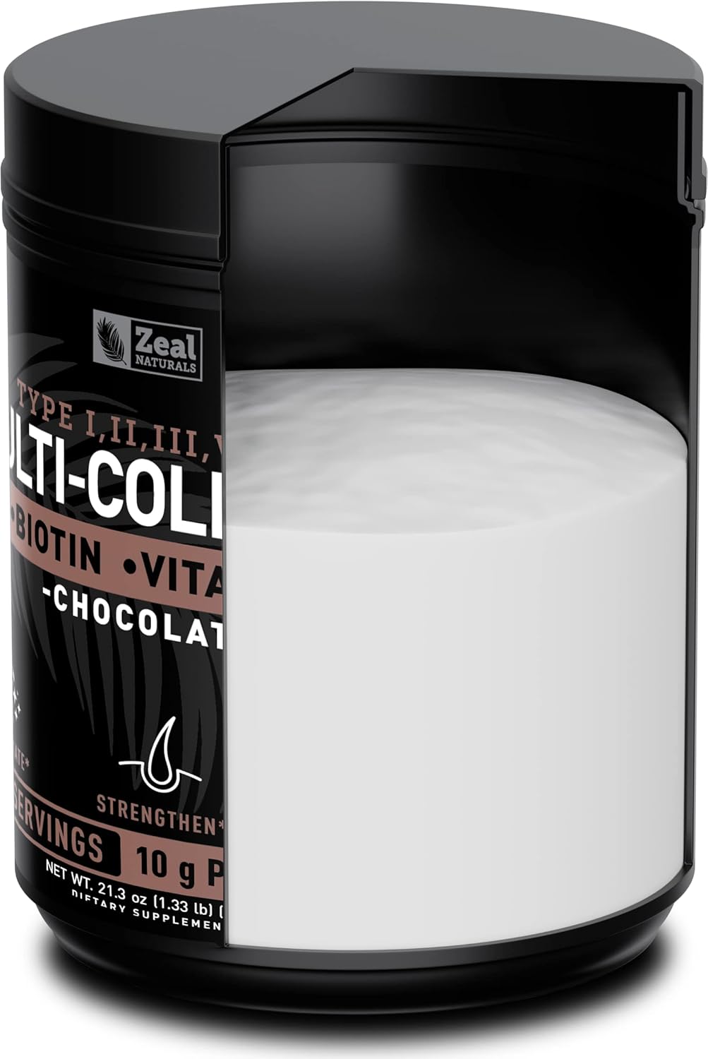 Premium Multi Collagen Peptides Protein Powder with Vitamin C, Biotin, Hyaluronic Acid - Chocolate (45 Servings)