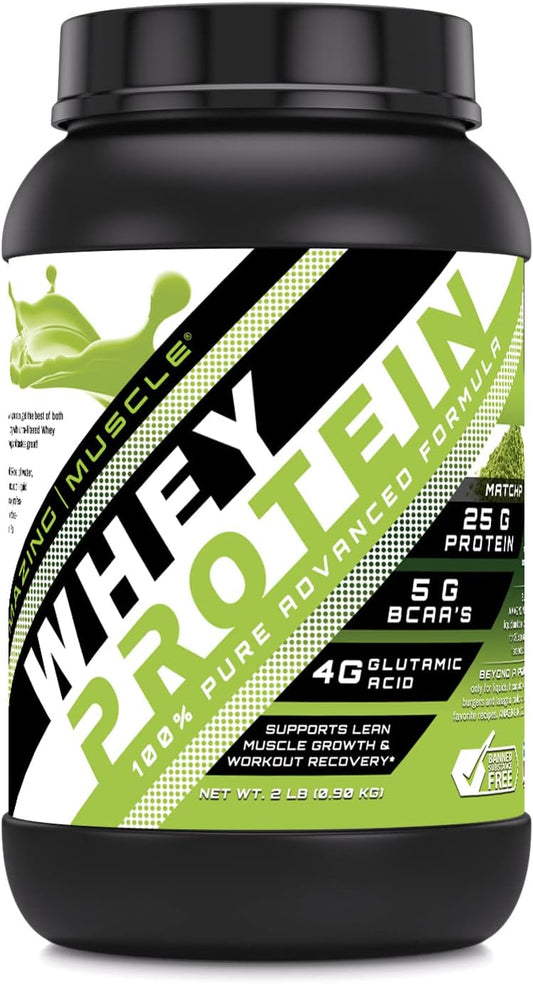 Premium Muscle Building Whey Protein Powder - Japanese Matcha Flavor, 2lb - Advanced Formula with Whey Protein Isolate and Ultra Filtered Whey Protein Concentrate
