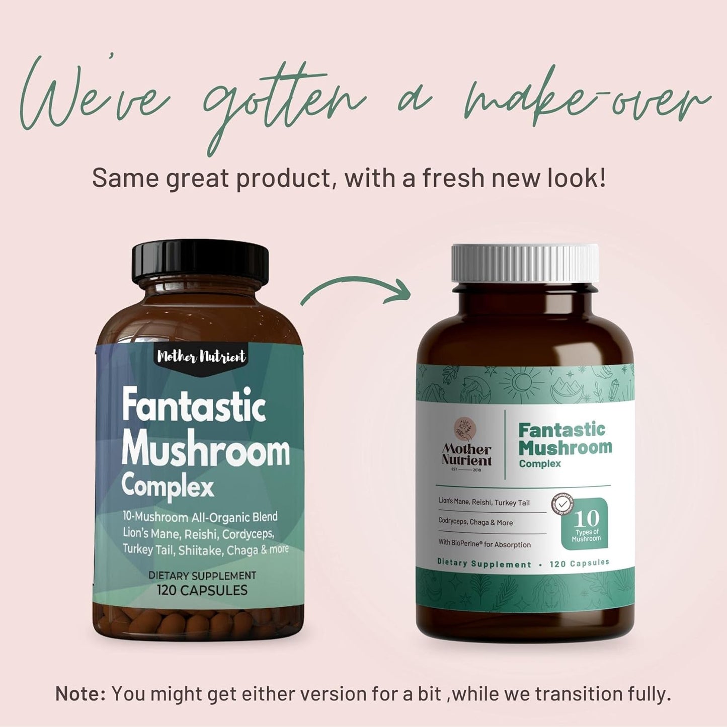 Premium Mushroom Supplement Capsules: Reishi, Chaga, Cordyceps, Shiitake & Lions Mane - 40-Day Supply (120 Capsules) - Pure Mushroom Extract Blend for Vitality & Wellness