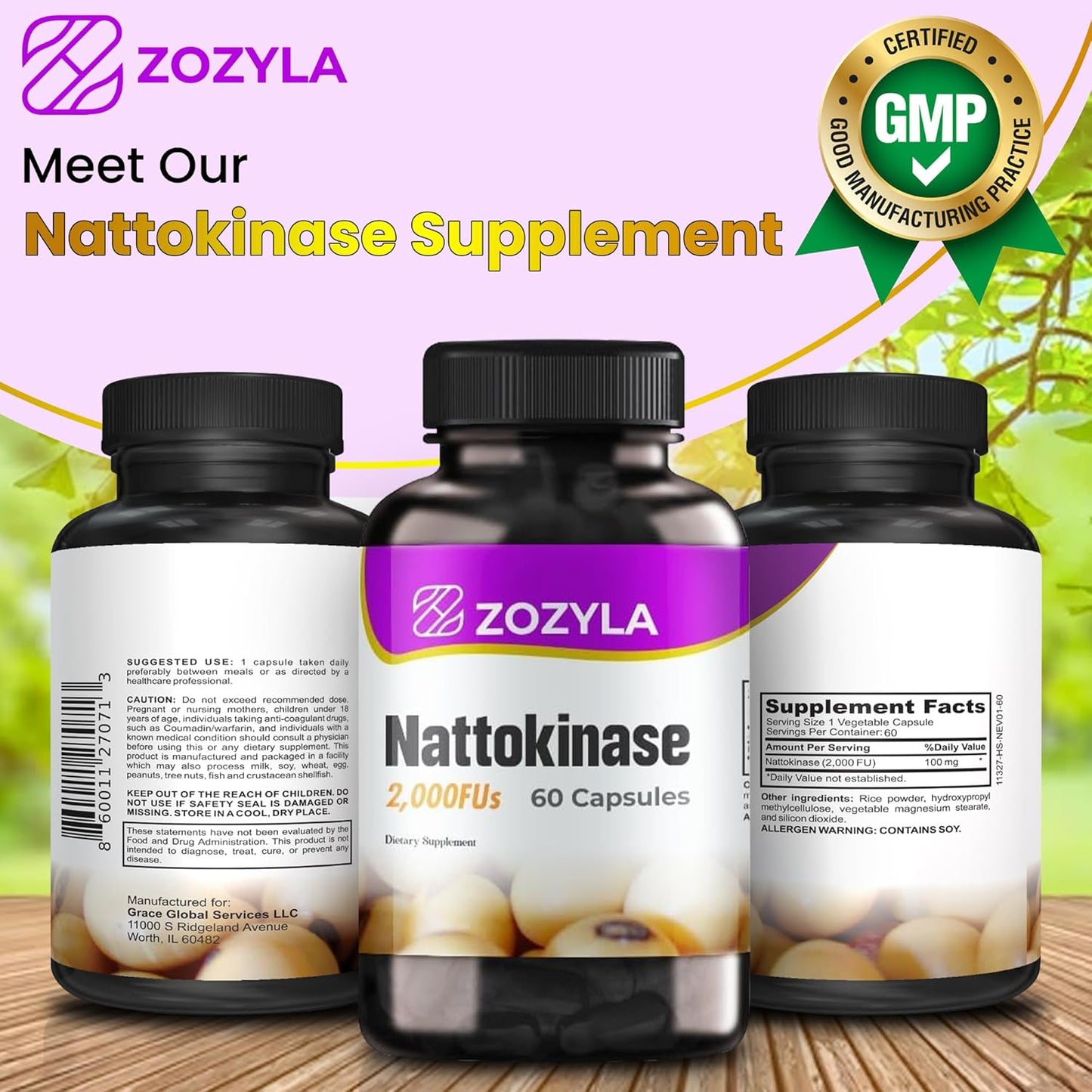 Premium Nattokinase Supplement - 2,000 FU, 60 Capsules - Top Quality Natto Extract - Non-GMO, Gluten Free, Vegan - USA Made