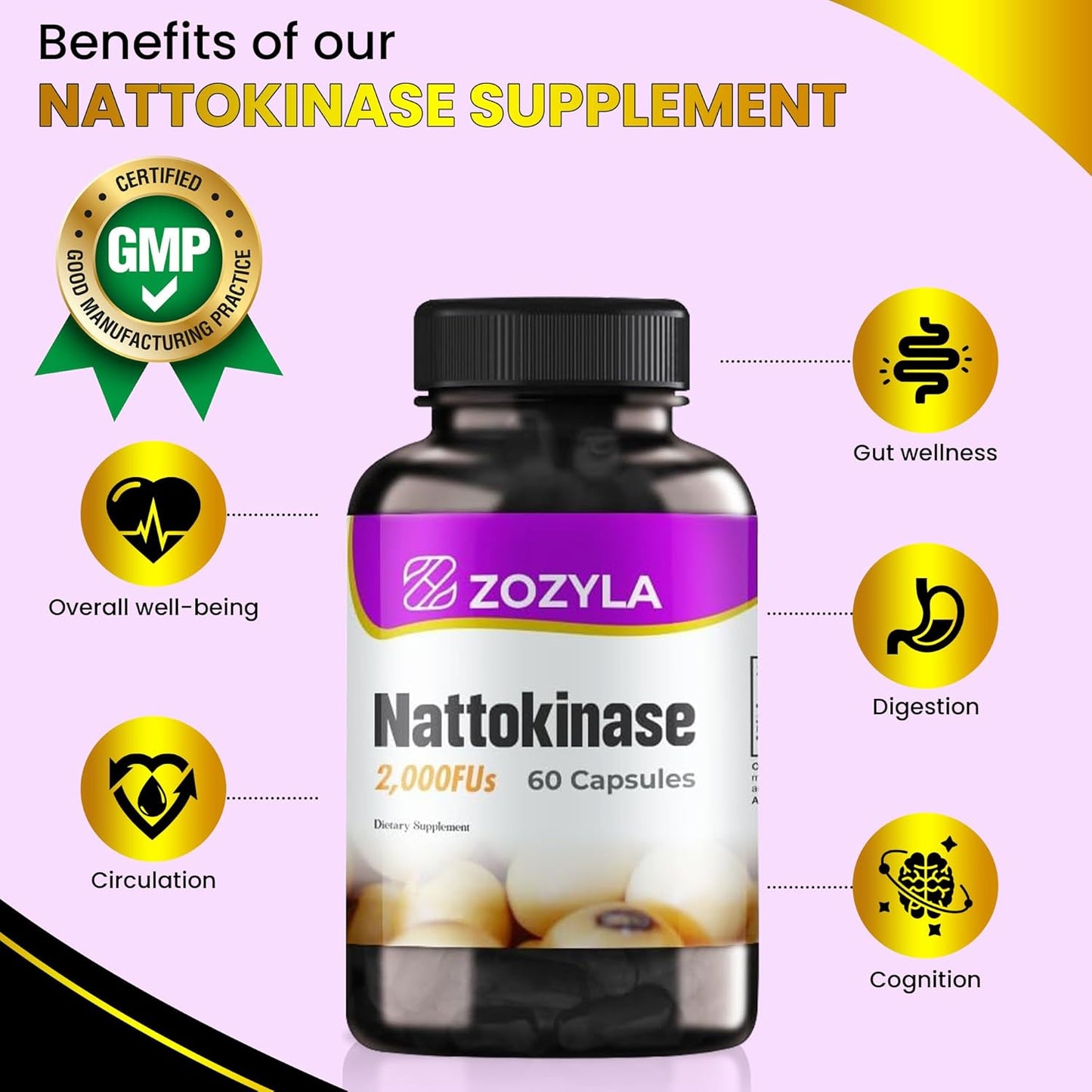 Premium Nattokinase Supplement - 2,000 FU, 60 Capsules - Top Quality Natto Extract - Non-GMO, Gluten Free, Vegan - USA Made