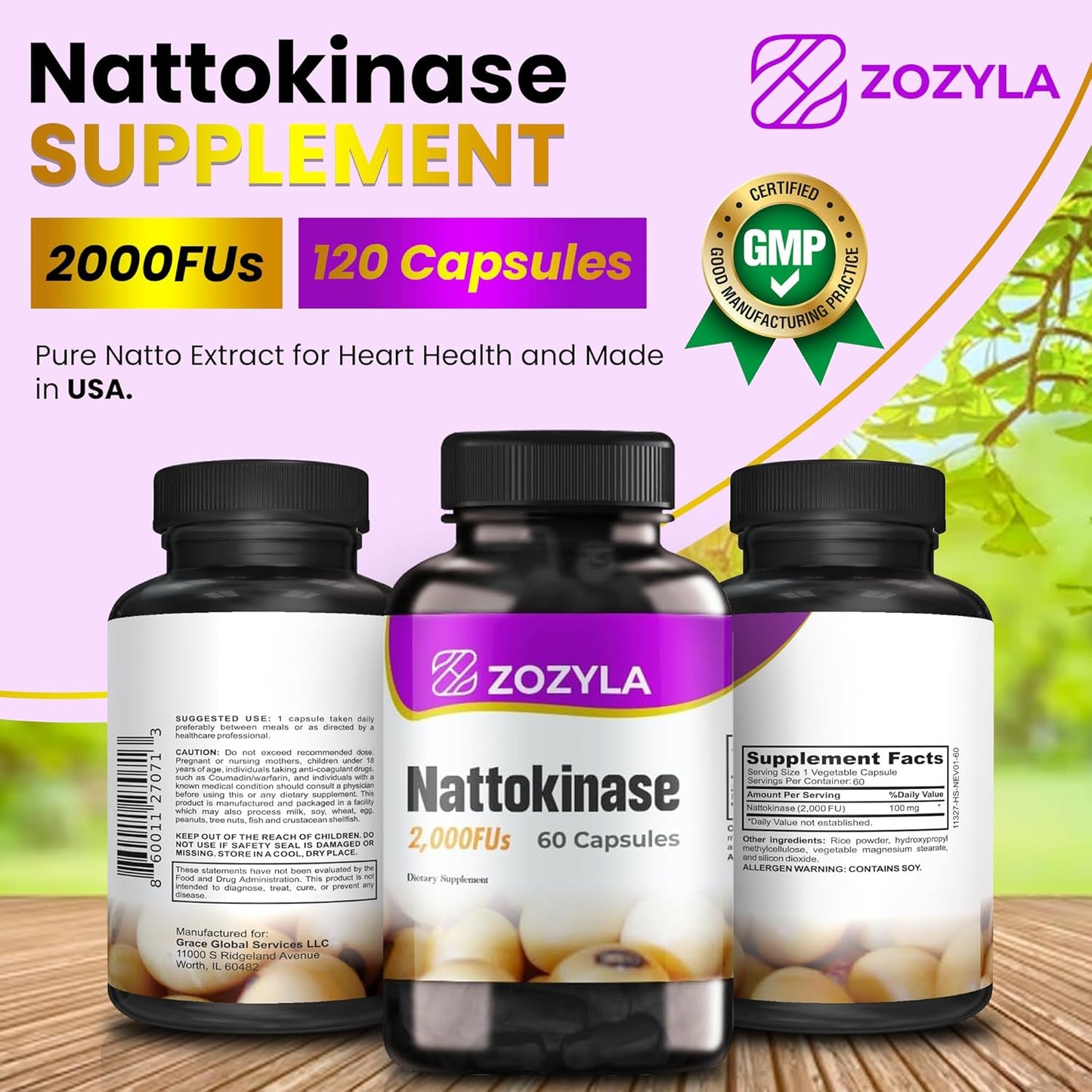 Premium Nattokinase Supplement - 2,000 FU, 60 Capsules - Top Quality Natto Extract - Non-GMO, Gluten Free, Vegan - USA Made