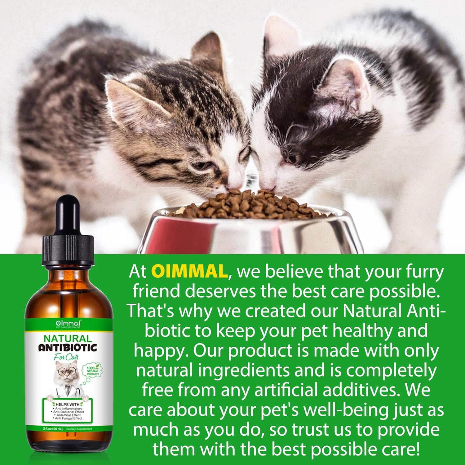 Premium Natural Antibiotic Supplement for Cats - Immune Support, Allergy Relief, Multivitamin - 2 Fl Oz / 60ML