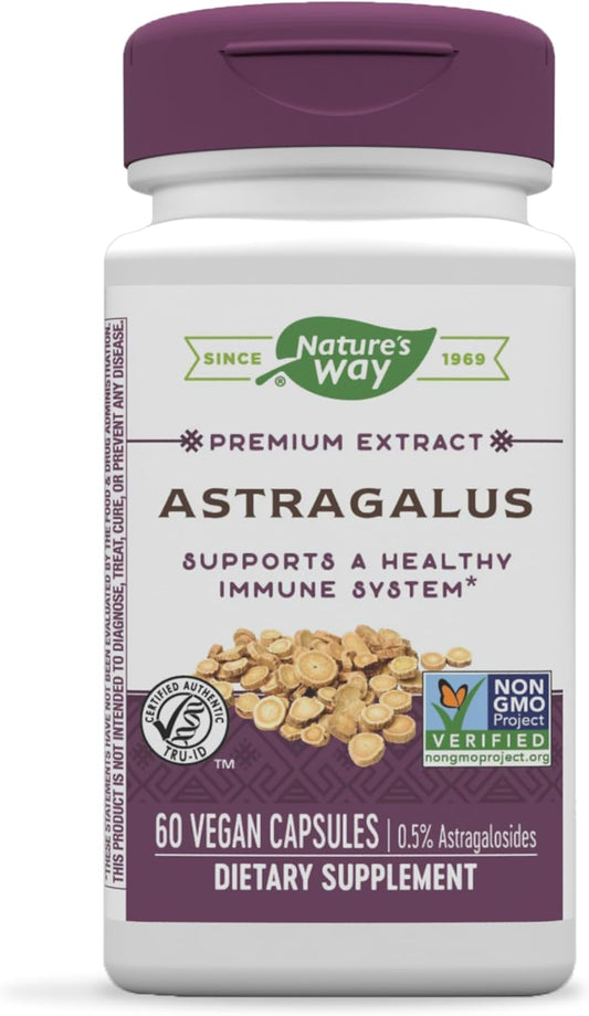 Premium Nature's Way Astragalus Root Extract - Immune Support - 60 Vegan Capsules