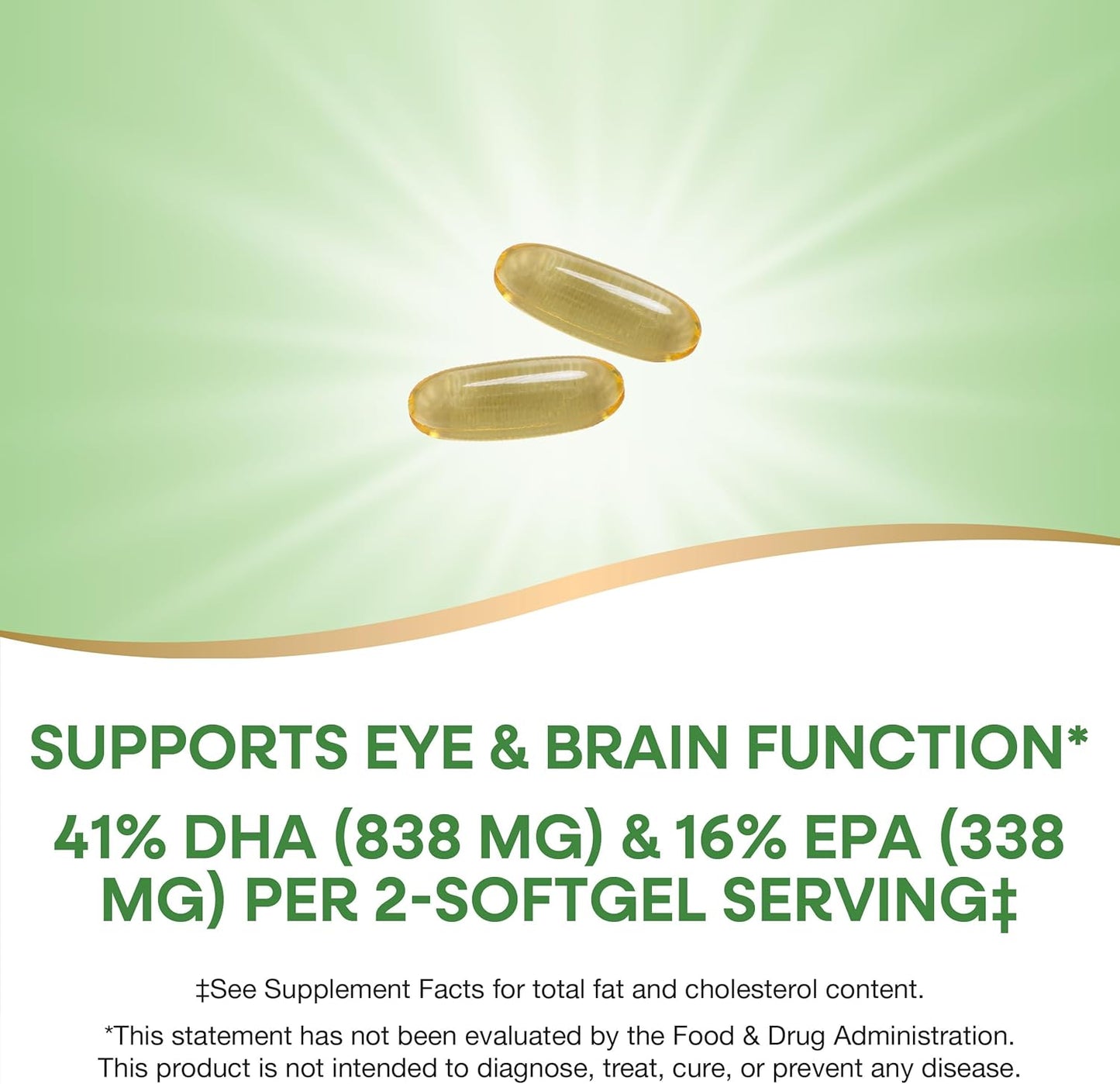 Premium Nature's Way Mega-DHA Fish Oil with 2,000mg Omega-3 per Serving, Supports Eye and Brain Health, 60 Softgels