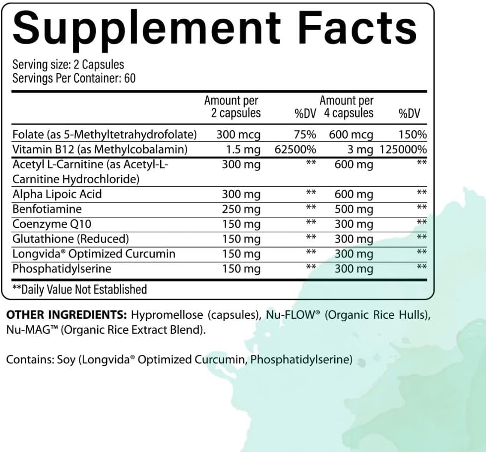 Premium Nerve Support Supplement with Coenzyme Q10, Vitamin B Complex, and Alpha Lipoic Acid - 120 Capsules