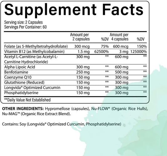 Premium Nerve Support Supplement with Coenzyme Q10, Vitamin B Complex, and Alpha Lipoic Acid - 120 Capsules