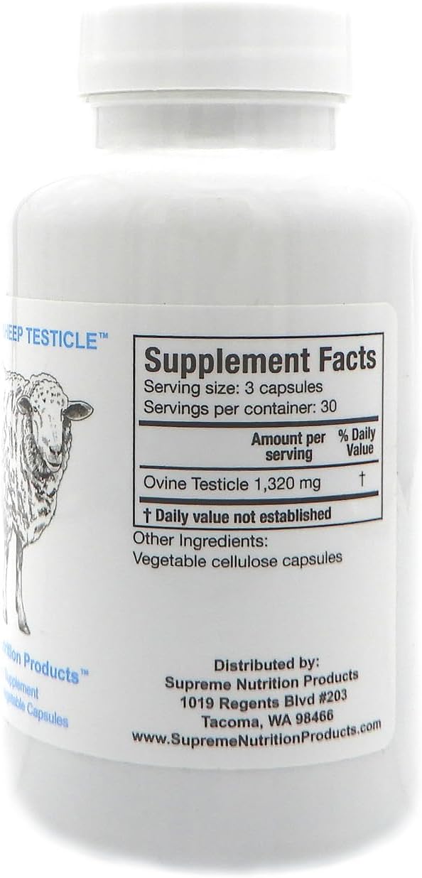 Premium New Zealand Grass-Fed Supreme Nutrition Sheep Testicle Capsules - 90 Count