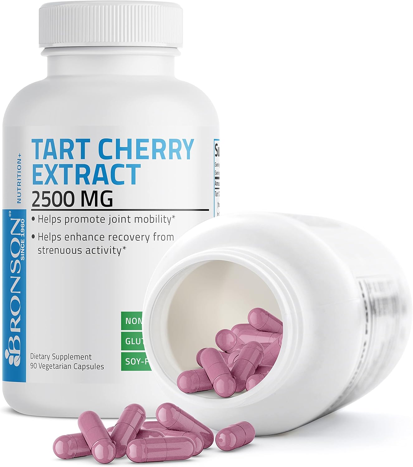 Premium Non-GMO Bronson Tart Cherry Extract 2500mg - High Antioxidant & Flavonoid Content, 90 Veg Caps