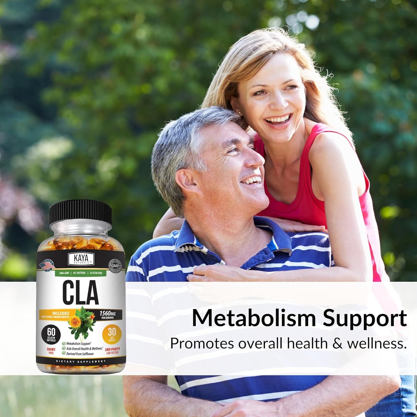 Premium Non-GMO Conjugated Linoleic Acid (CLA) Capsules - Gluten-Free - 60 Capsules by Kaya Naturals