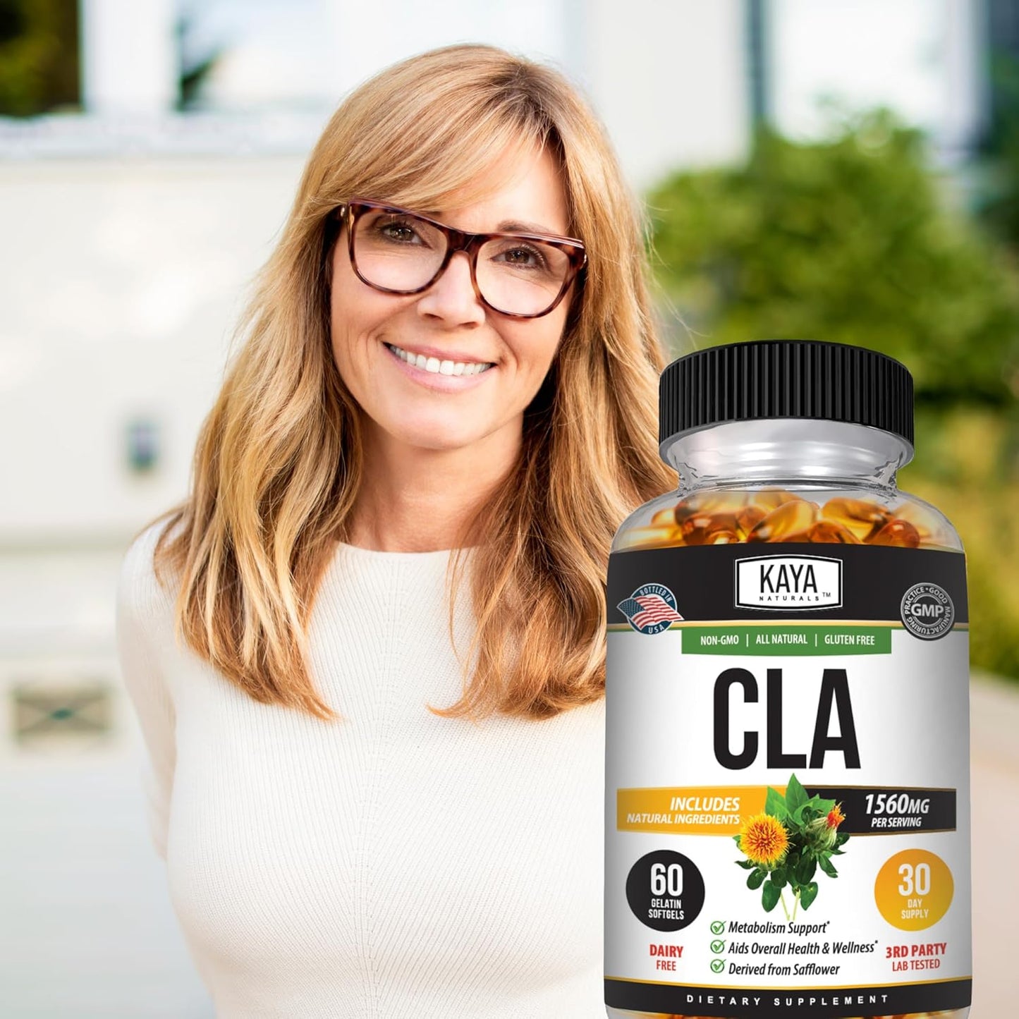 Premium Non-GMO Conjugated Linoleic Acid (CLA) Capsules - Gluten-Free - 60 Capsules by Kaya Naturals