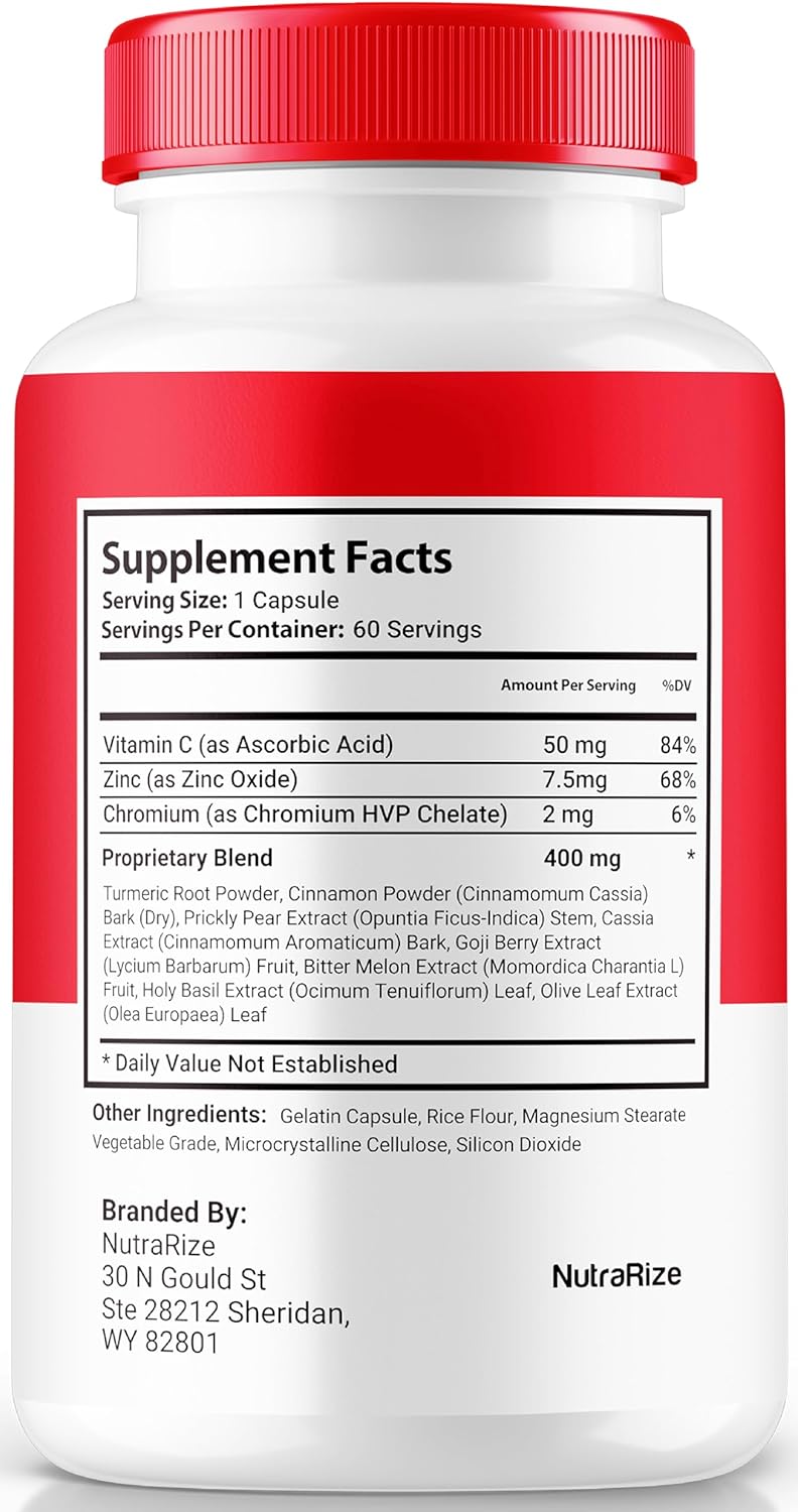 Premium NutraRize GlucoBio Capsules - All Natural Gluco Bio Support Supplement for Overall Health and Wellness - 60 Capsules
