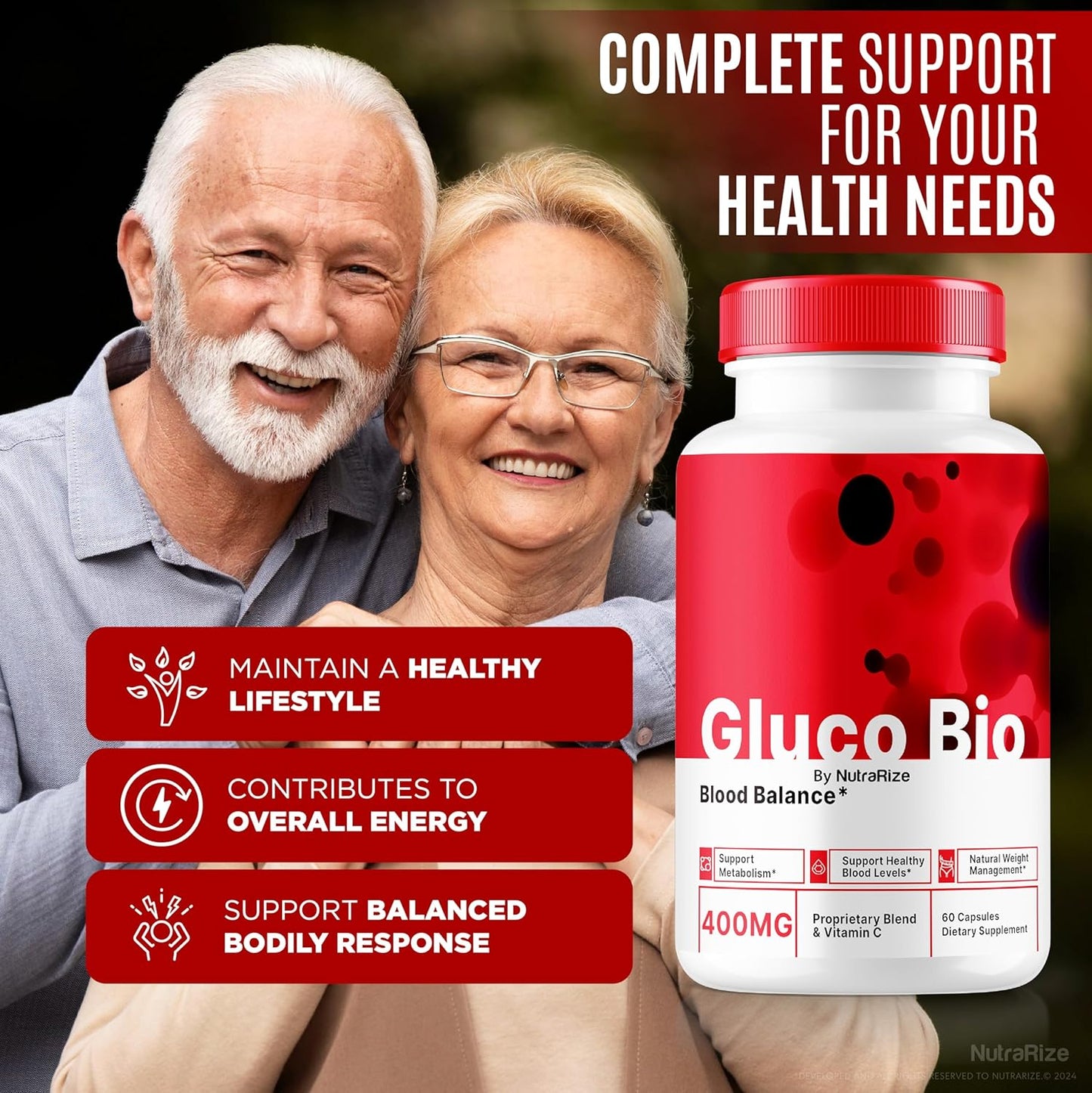 Premium NutraRize GlucoBio Capsules - All Natural Gluco Bio Support Supplement for Overall Health and Wellness - 60 Capsules