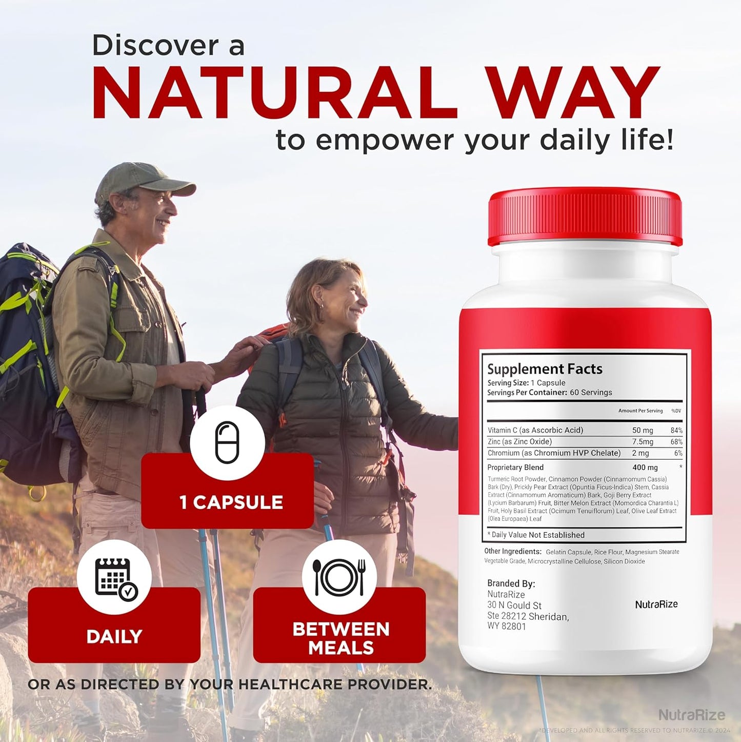 Premium NutraRize GlucoBio Capsules - All Natural Gluco Bio Support Supplement for Overall Health and Wellness - 60 Capsules