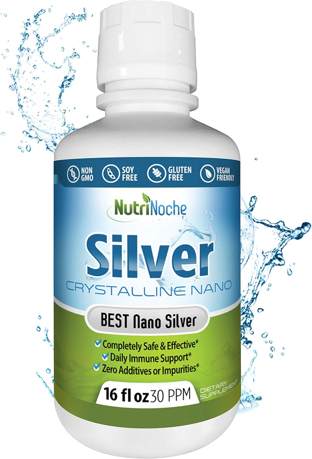Premium NutriNoche Colloidal Silver Supplement - 99.99% Ultra Pure Nano Silver Particles for Immune Support