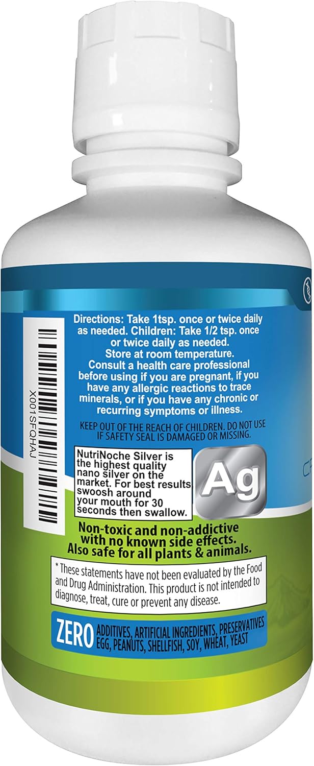 Premium NutriNoche Colloidal Silver Supplement - 99.99% Ultra Pure Nano Silver Particles for Immune Support