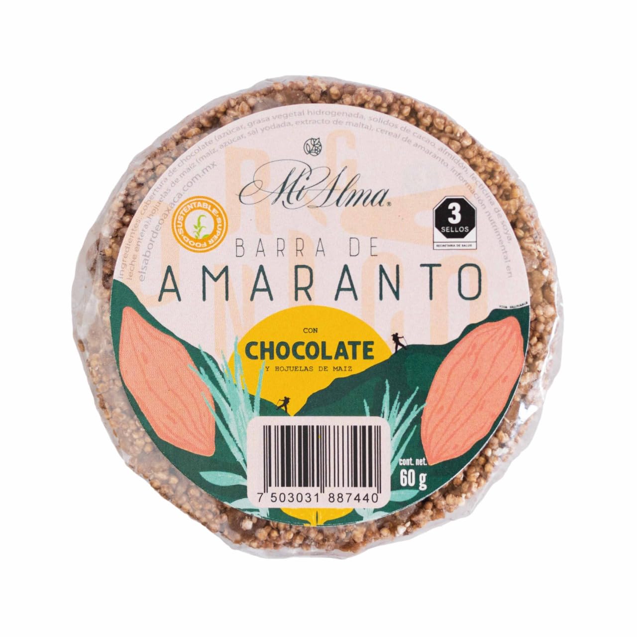 Premium Oaxacan Amaranth Bar with Chocolate and Corn Flakes - Gluten-Free Superfood Snack (8.4 oz, 4 Pack)