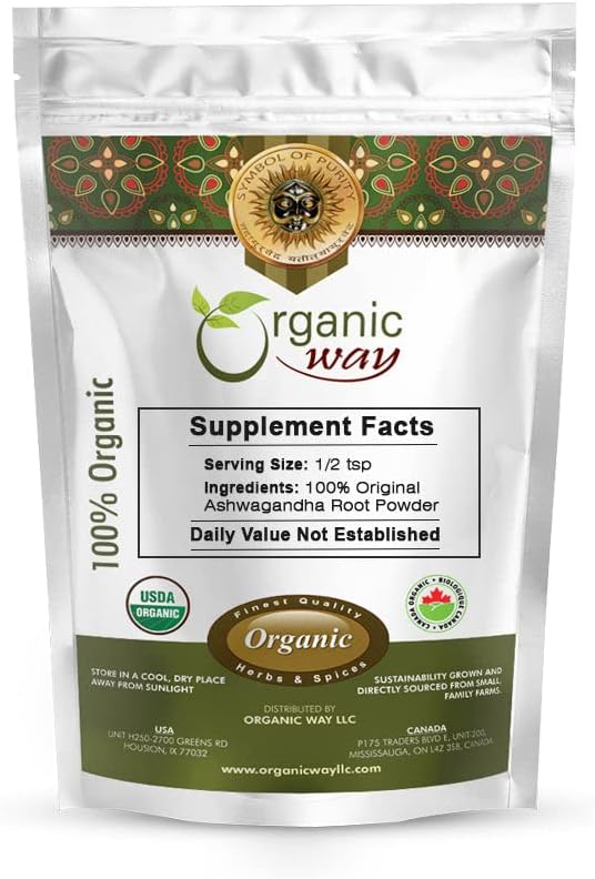 Premium Organic Ashwagandha Root Powder - Vegan, Non-GMO, Gluten-Free, USDA Certified, Kosher | Origin India - 1/4 Lbs (4 Oz)