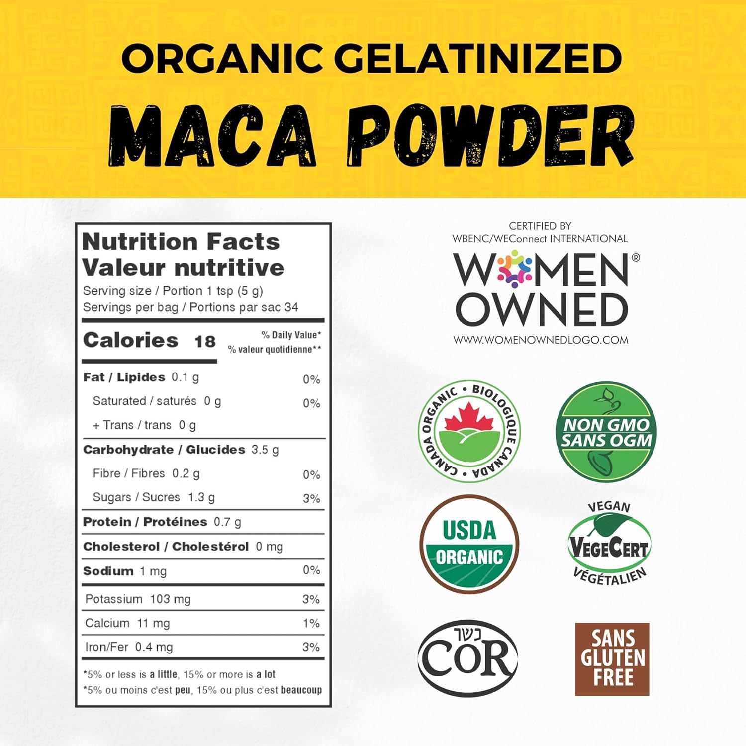 Premium Organic Black Maca Gelatinized Root Powder for Men - 170g - Inca's Gold