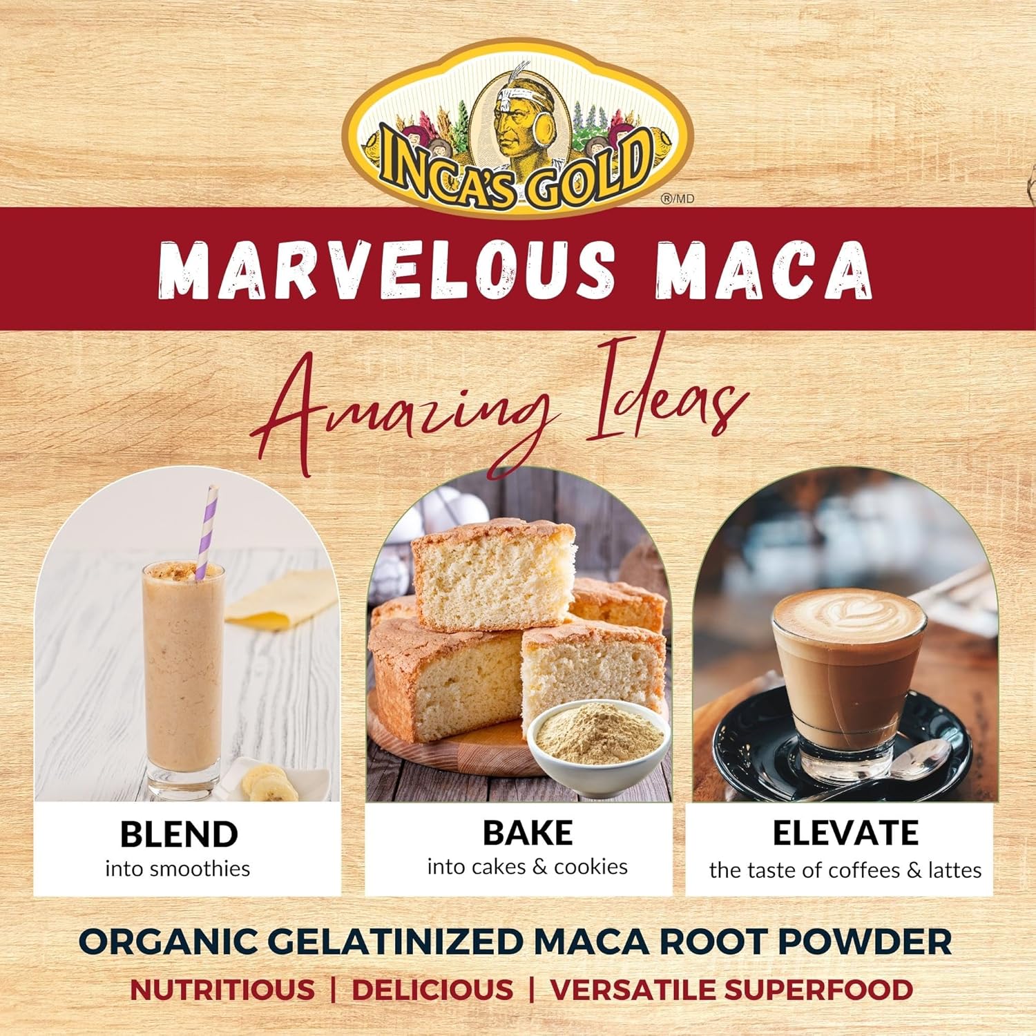 Premium Organic Black Maca Gelatinized Root Powder for Men - 170g - Inca's Gold