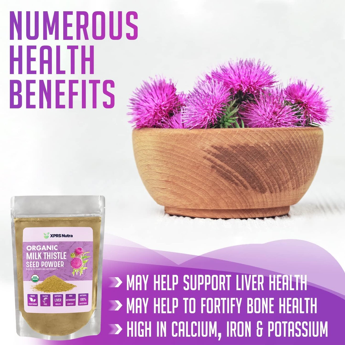 Premium Organic Milk Thistle Seed Powder - Rich in Silymarin & Antioxidants - Supports Liver Health - Vegan Friendly - 16 oz