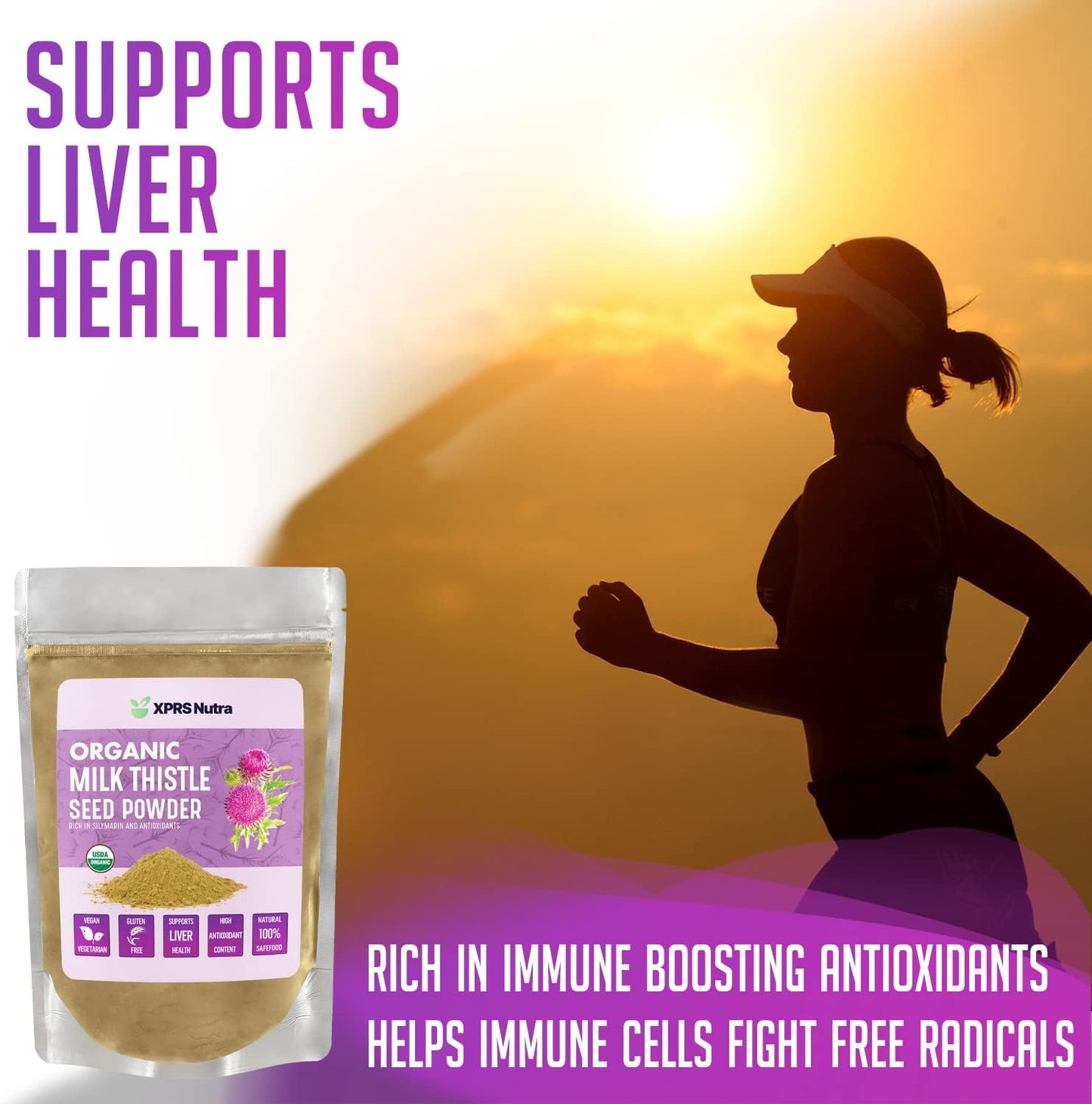 Premium Organic Milk Thistle Seed Powder - Rich in Silymarin & Antioxidants - Supports Liver Health - Vegan Friendly - 16 oz