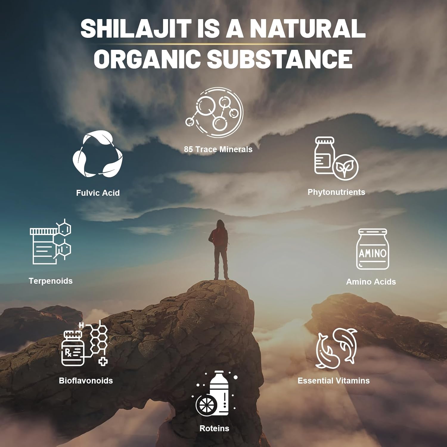 Premium Organic Shilajit Capsules with Ashwagandha - 20,000mg Pure Himalayan Supplement for Vitality and Wellness, 120 Capsules for Men & Women