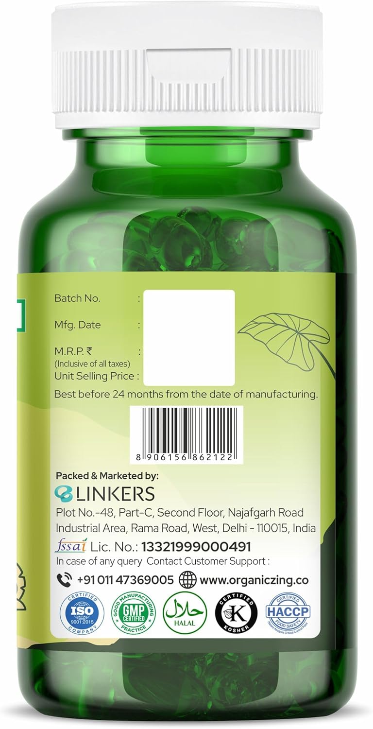 Premium Organic Spirulina Chlorella Capsules with Plant Vitamins - 30 Capsules of 500mg Powder Blend
