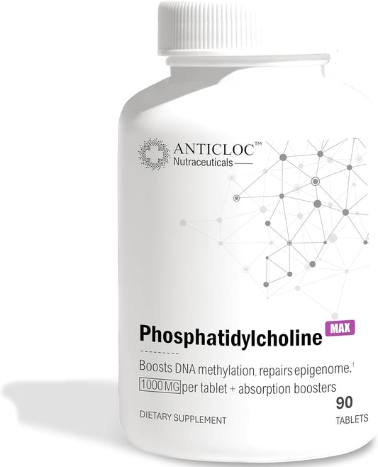 Premium Phosphatidylcholine PC 1000MG Tablets - 90 Day Supply - 5X Ultra Absorption - Max Strength - Boosts Methylation & Epigenome Health - Anti-Aging - Brain & Liver Support