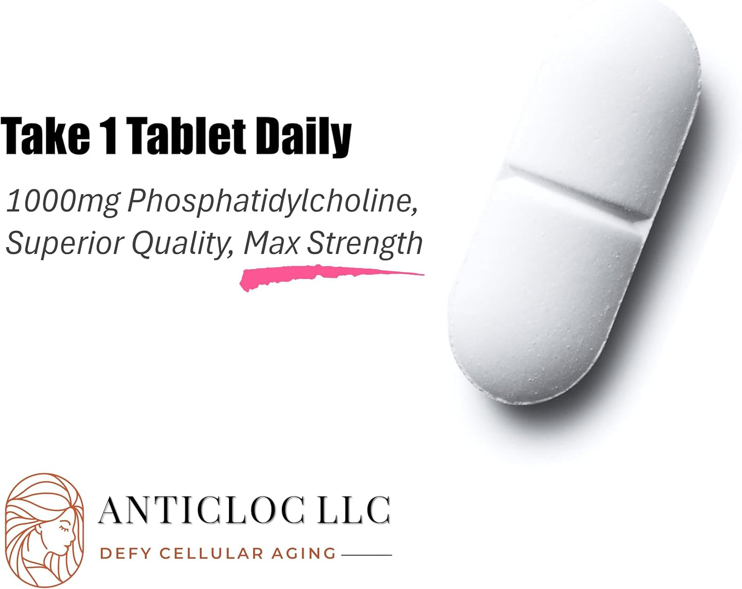 Premium Phosphatidylcholine PC 1000MG Tablets - 90 Day Supply - 5X Ultra Absorption - Max Strength - Boosts Methylation & Epigenome Health - Anti-Aging - Brain & Liver Support