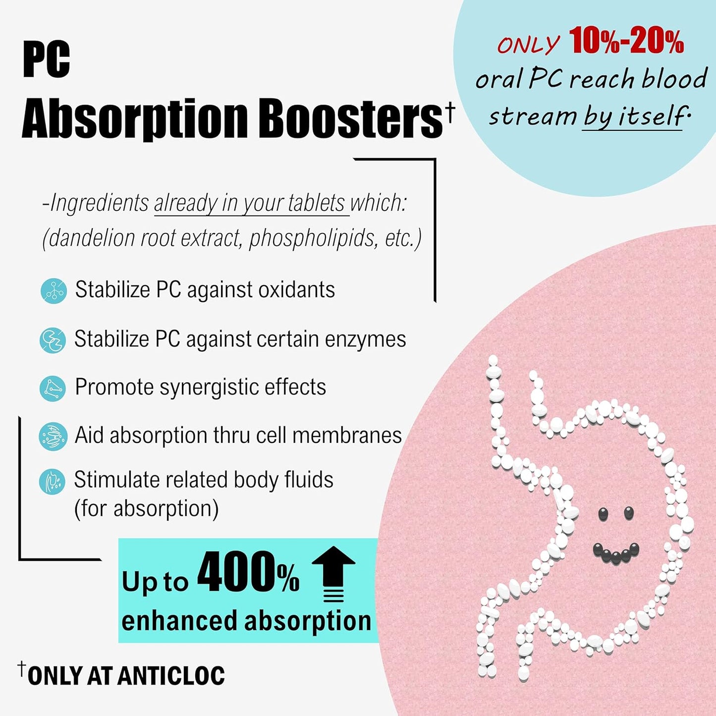 Premium Phosphatidylcholine PC 1000MG Tablets - 90 Day Supply - 5X Ultra Absorption - Max Strength - Boosts Methylation & Epigenome Health - Anti-Aging - Brain & Liver Support